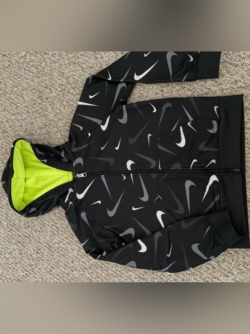 Nike Kids Black & Lime Green Swoosh Hoodie with Gray & Black Joggers - Picture 12 of 16